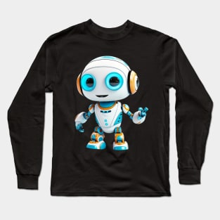 Futuristic Adorable White Toy Robot - 3D Character Design Long Sleeve T-Shirt